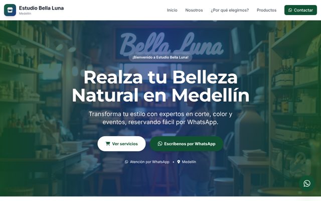 Ejemplo de página web para Estudio Bella Luna